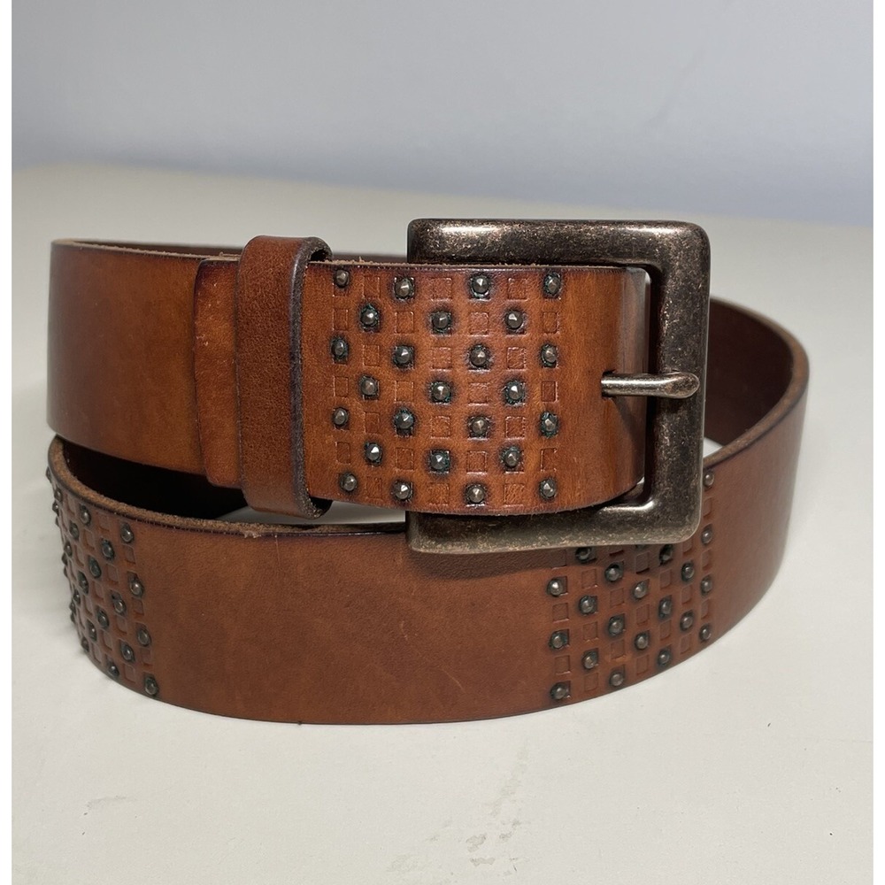 Fossil Womens Medium M Brown Leather Antique Brass Tone Studded